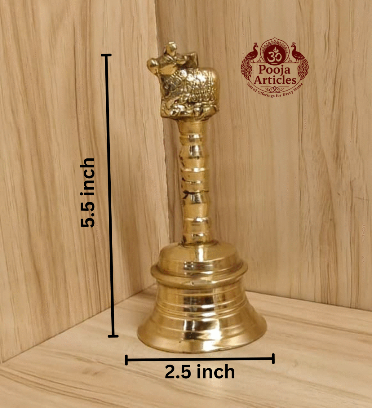 Buy Brass Puja Bell 350g, 5.5" – Handcrafted Divine Temple Hand Ghanti For Puja