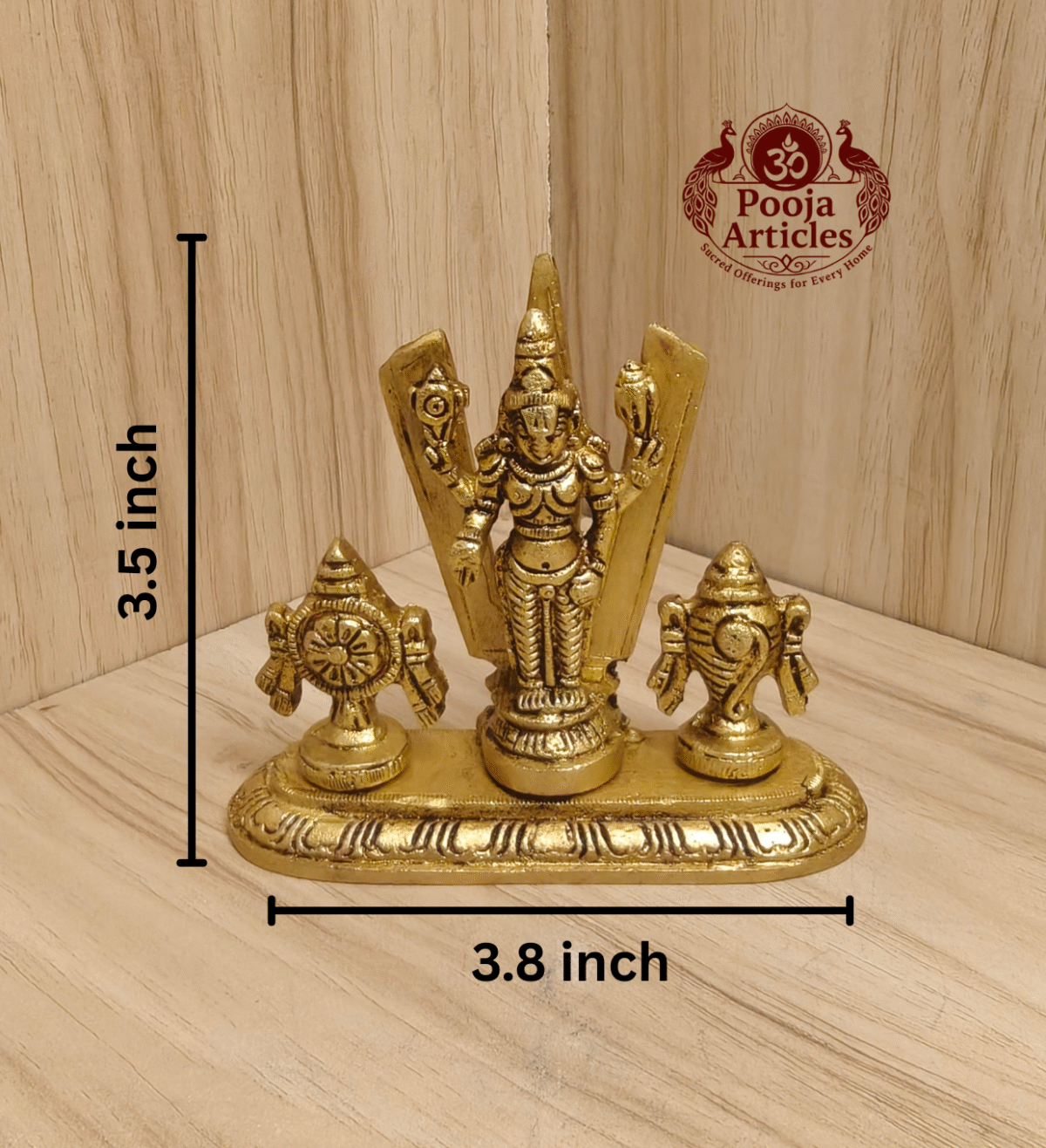 Buy Brass Shankh Chakranamah Balaji Statue Online – 3.5 inch, 300g Divine Venkateswara Idol for Pooja, Vastu & Spiritual Decor