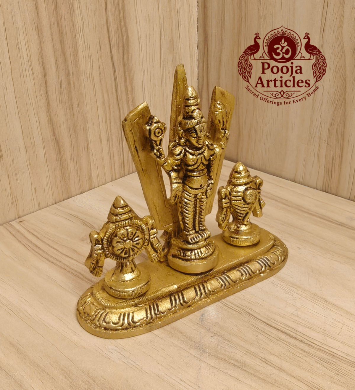 Buy Brass Shankh Chakranamah Balaji Statue Online – 3.5 inch, 300g Divine Venkateswara Idol for Pooja, Vastu & Spiritual Decor