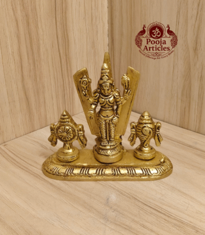 Buy Brass Shankh Chakranamah Balaji Statue Online – 3.5 inch, 300g Divine Venkateswara Idol for Pooja, Vastu & Spiritual Decor