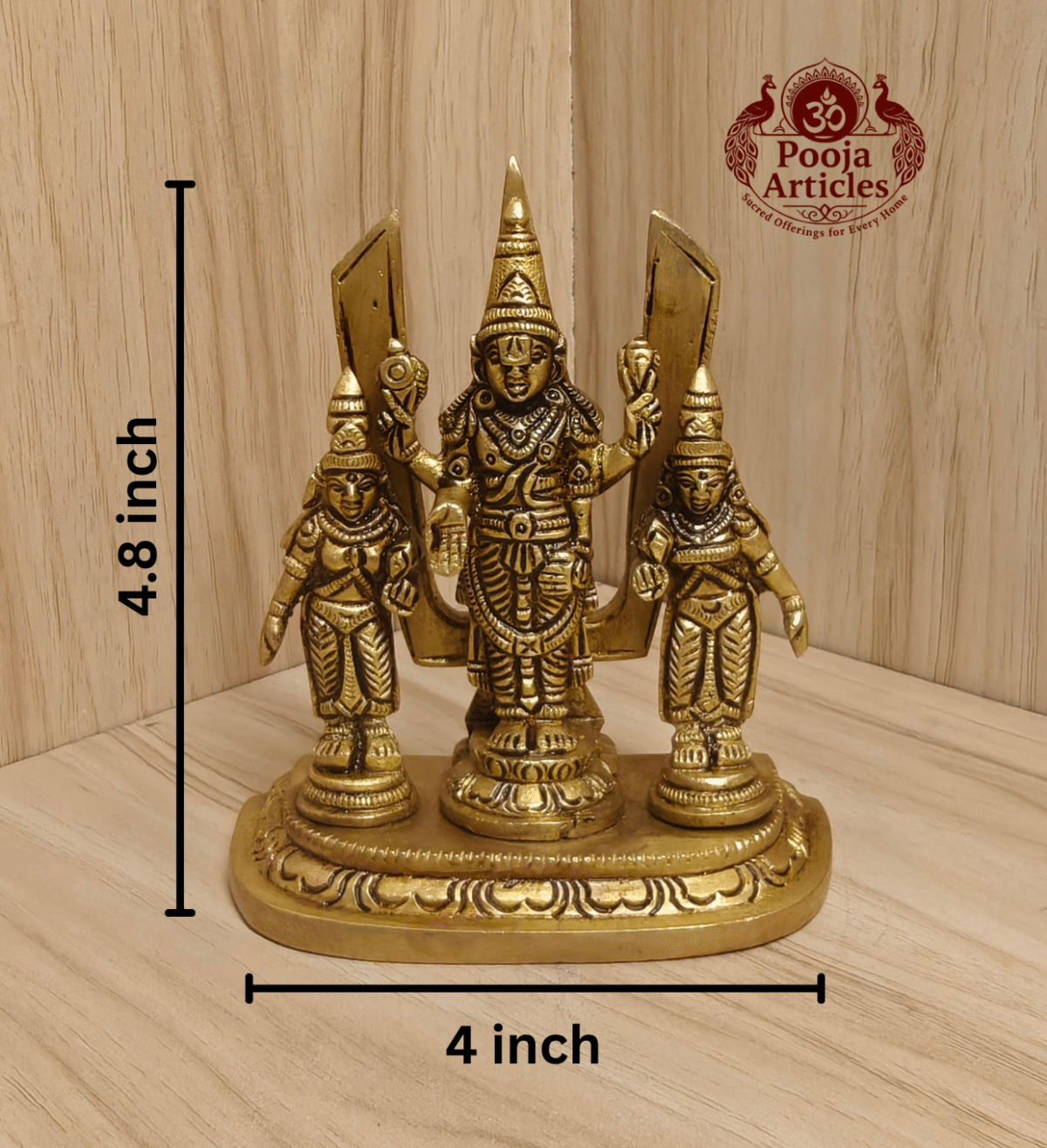 Buy Brass Shankh Chakranamah with Balaji Statue Online – Divine 4.8 inch, 730g Venkateswara Idol for Pooja, Wealth & Home Temple