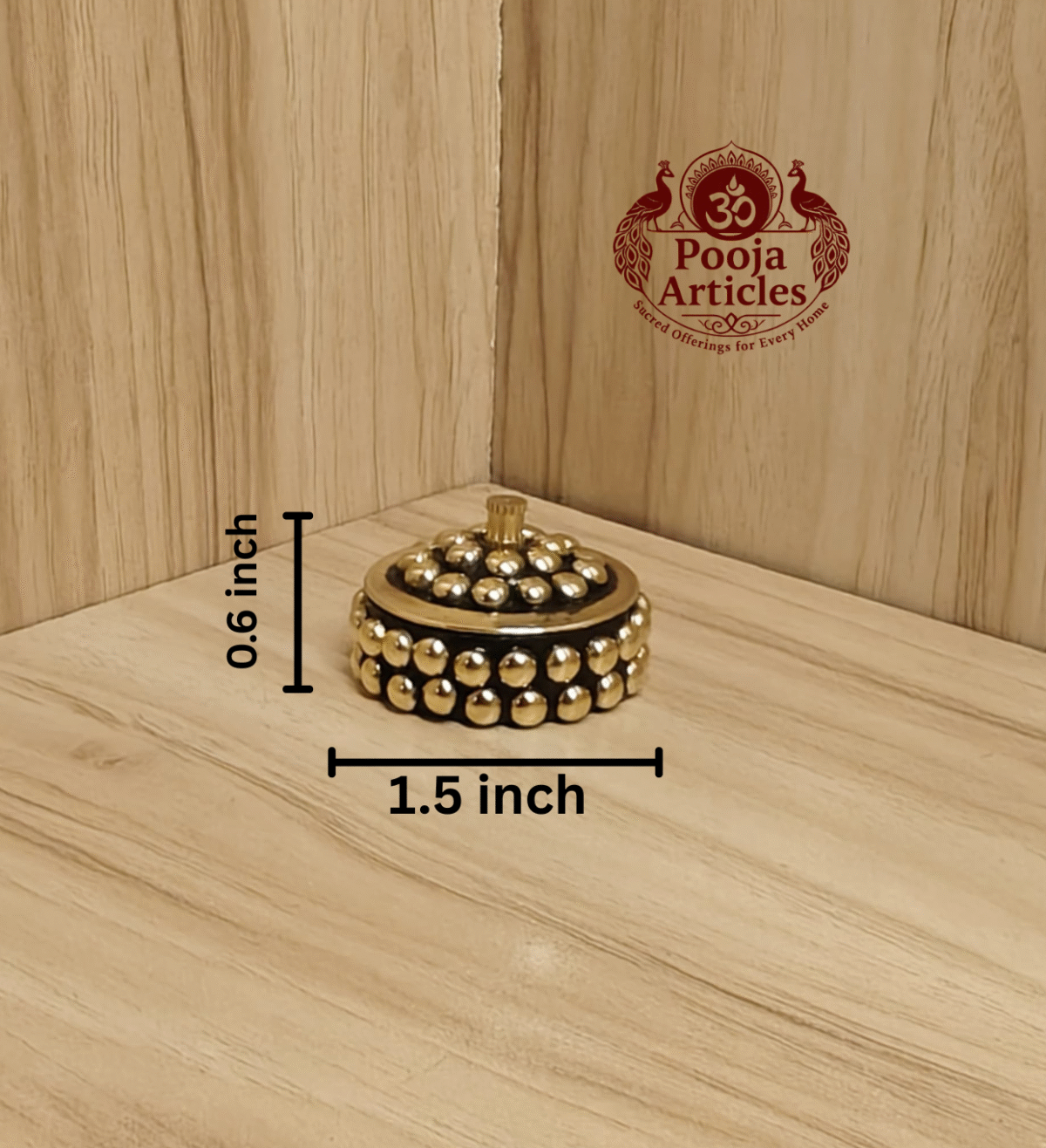 Buy Brass Sindoor Box 15g, 1.5" – Elegant Mini Kumkum Box For Puja & Gifting