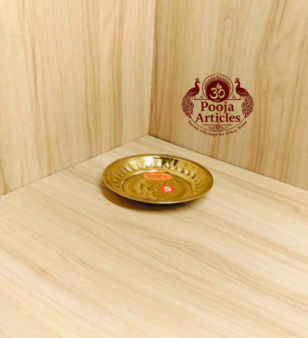 Buy Brass Small Pooja Plate Online – 20g, 4.3" Divine Traditional Pooja Thali for Daily Worship