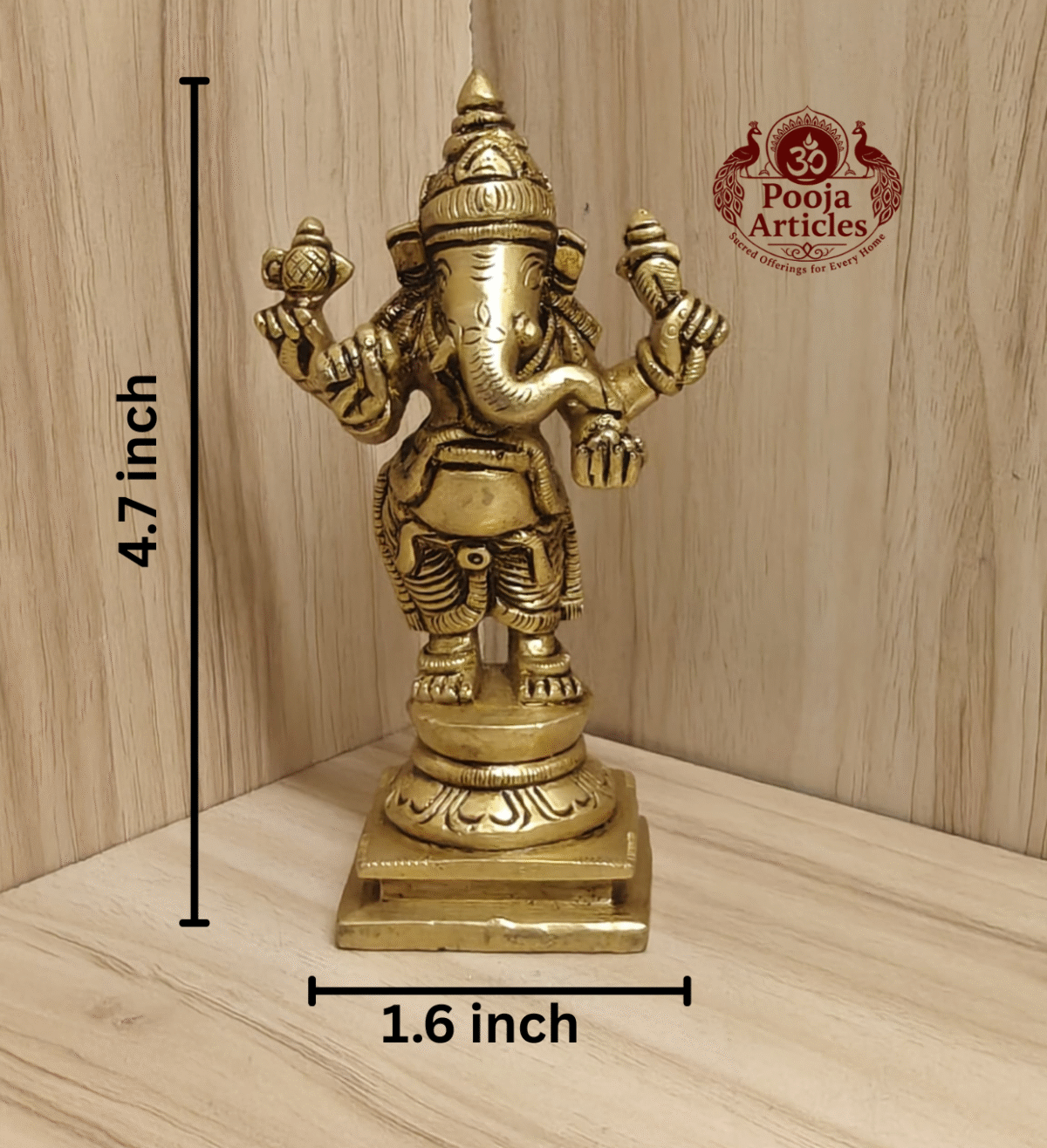 Buy Brass Standing Ganesha Statue – 480g, 4.7″ Handcrafted Lord Ganesha Idol for Home & Temple