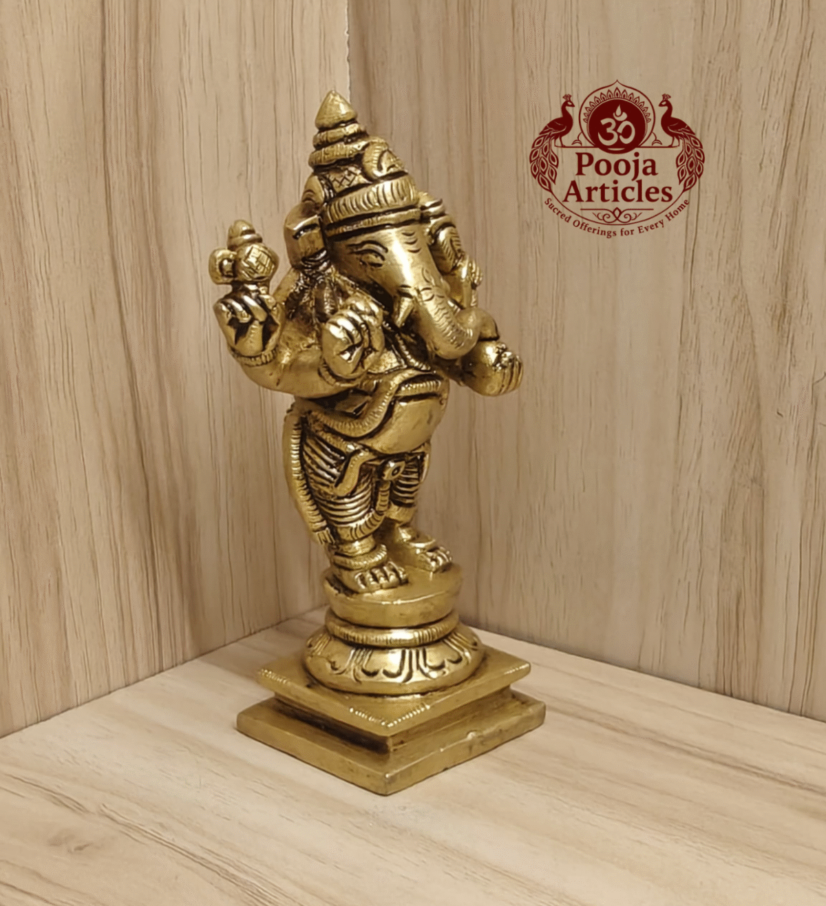 Buy Brass Standing Ganesha Statue – 480g, 4.7″ Handcrafted Lord Ganesha Idol for Home & Temple