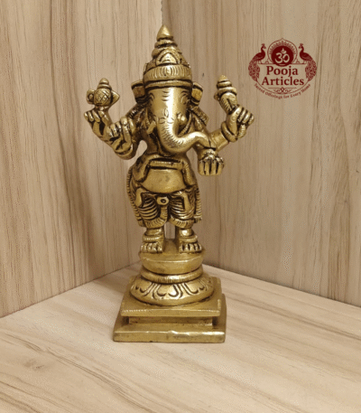 Buy Brass Standing Ganesha Statue – 480g, 4.7″ Handcrafted Lord Ganesha Idol for Home & Temple