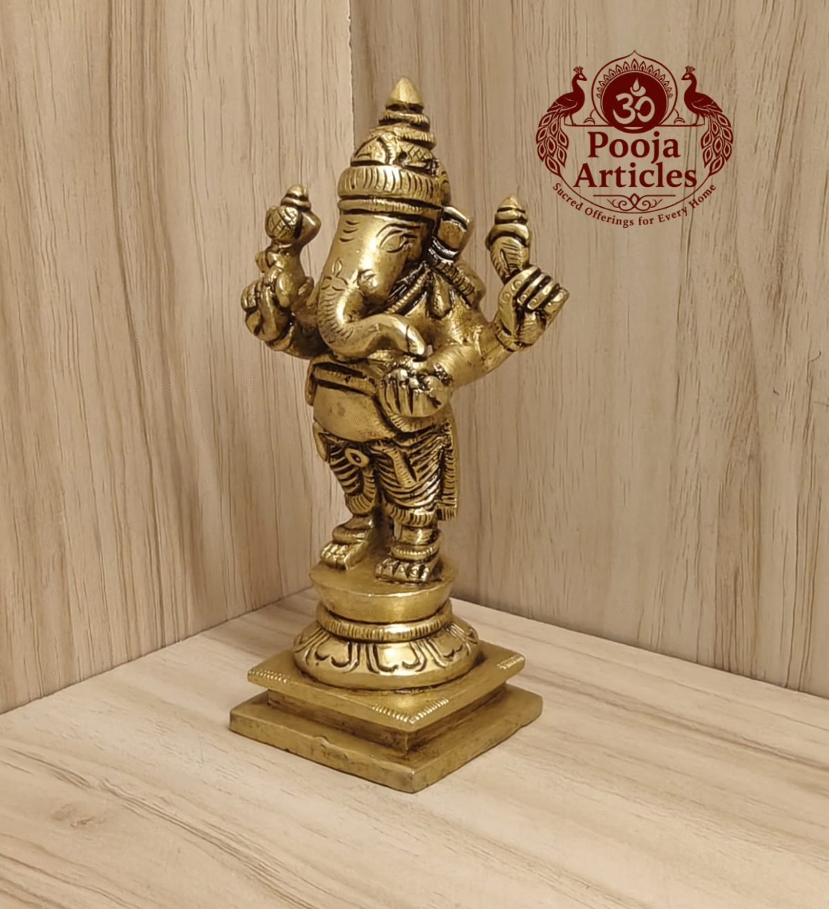 Buy Brass Standing Ganesha Statue – 480g, 4.7″ Handcrafted Lord Ganesha Idol for Home & Temple