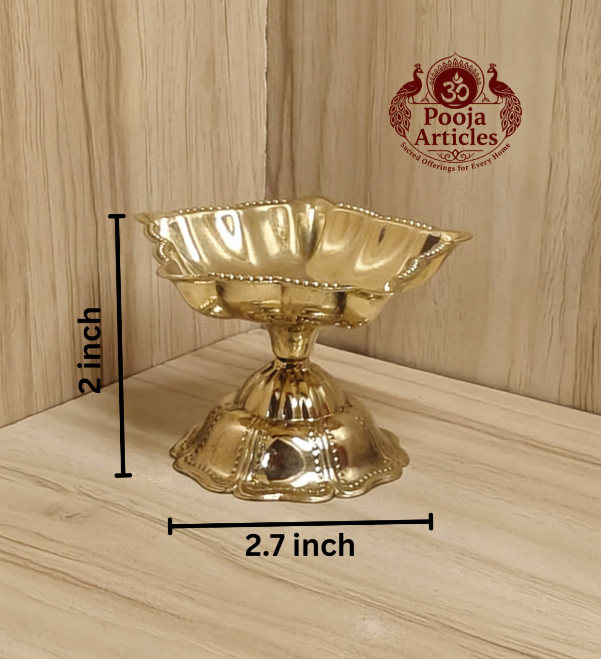 Buy Brass Star Diya Size 2 – 80 g, 2.7″ Handcrafted Auspicious Oil Lamp For Puja & Home Use