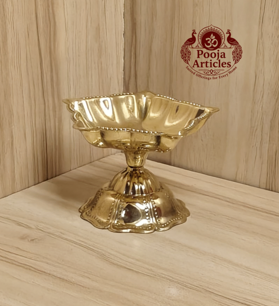 Buy Brass Star Diya Size 2 – 80 g, 2.7″ Handcrafted Auspicious Oil Lamp For Puja & Home Use