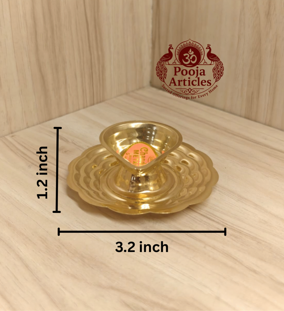 Buy Brass Table Oil Lamp Online – 25 g, 3.2" Handcrafted Pure Brass Mini Oil Lamp for Pooja & Décor