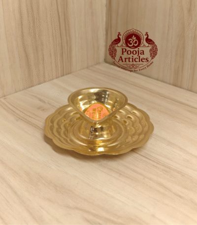 Buy Brass Table Oil Lamp Online – 25 g, 3.2" Handcrafted Pure Brass Mini Oil Lamp for Pooja & Décor