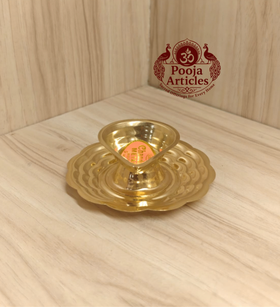 Buy Brass Table Oil Lamp Online – 25 g, 3.2" Handcrafted Pure Brass Mini Oil Lamp for Pooja & Décor
