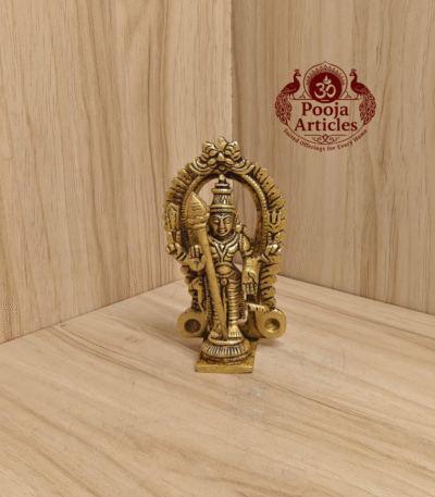 Buy Brass Thiruvachi Murugan Statue Online – 210g, 4 inch Handcrafted Kartikeya Idol for Pooja & Spiritual Decor