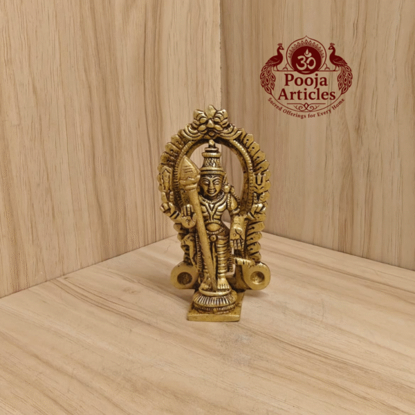 Buy Brass Thiruvachi Murugan Statue Online – 210g, 4 inch Handcrafted Kartikeya Idol for Pooja & Spiritual Decor