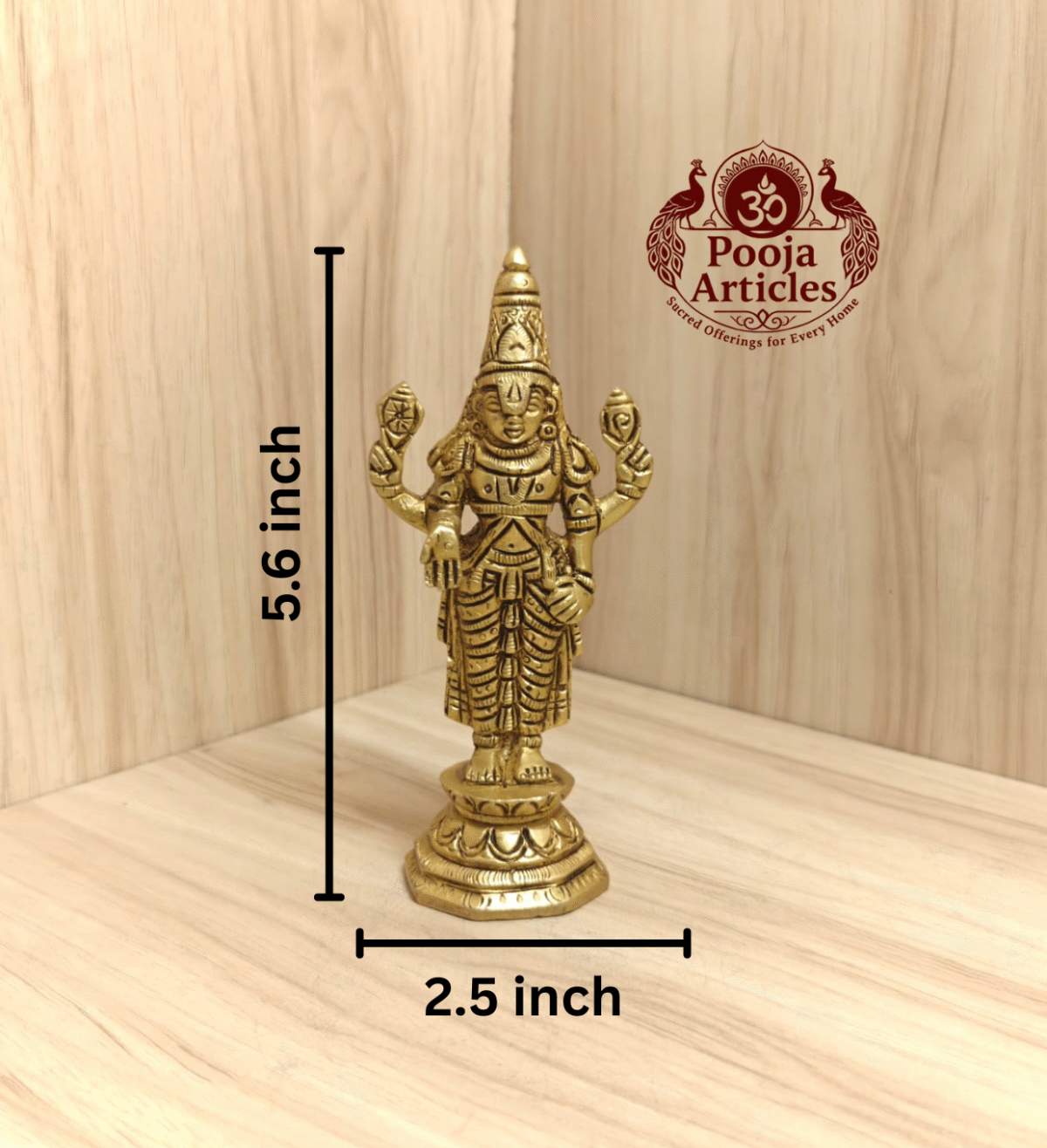 Buy Brass Tirupati Balaji Idol Online – 5.6 inch, 380g Srinivasa Perumal Statue for Home Temple & Daily Pooja