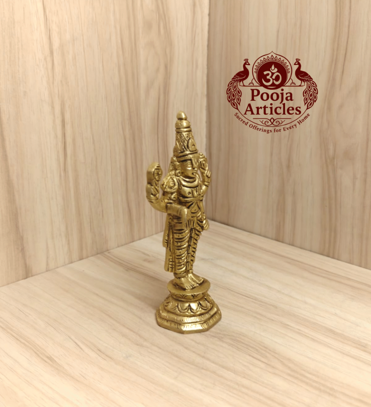 Buy Brass Tirupati Balaji Idol Online – 5.6 inch, 380g Srinivasa Perumal Statue for Home Temple & Daily Pooja