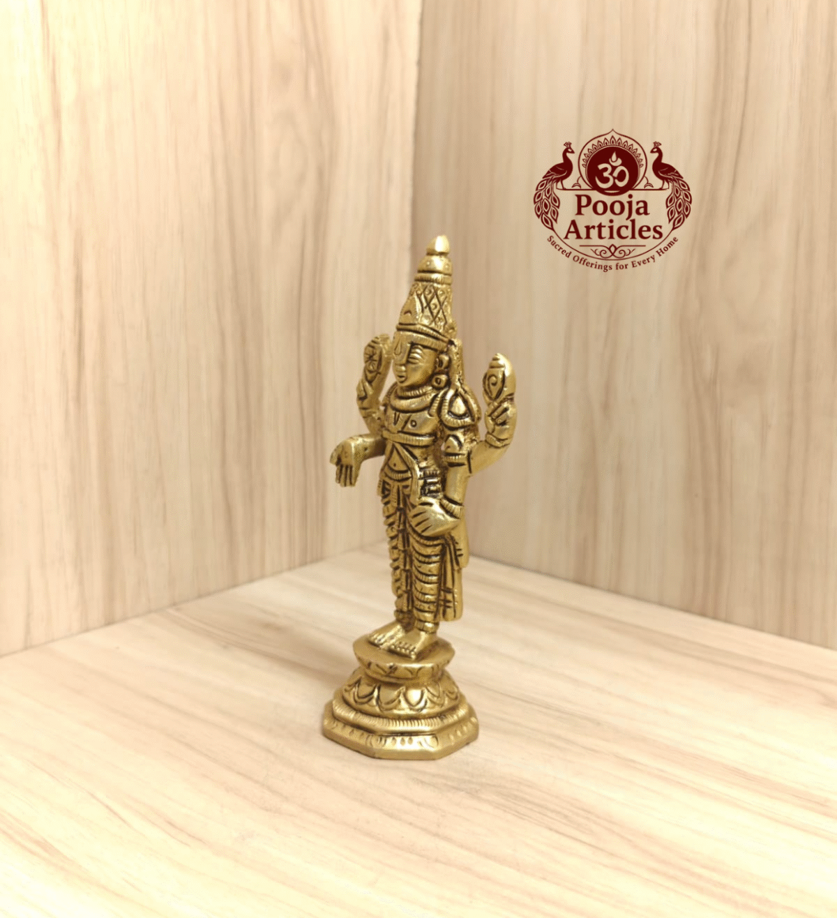 Buy Brass Tirupati Balaji Idol Online – 5.6 inch, 380g Srinivasa Perumal Statue for Home Temple & Daily Pooja