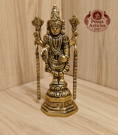 Buy Brass Tirupati Balaji Idol Online – 5.8 inch, 470g Venkateshwar Statue for Home Temple & Pooja