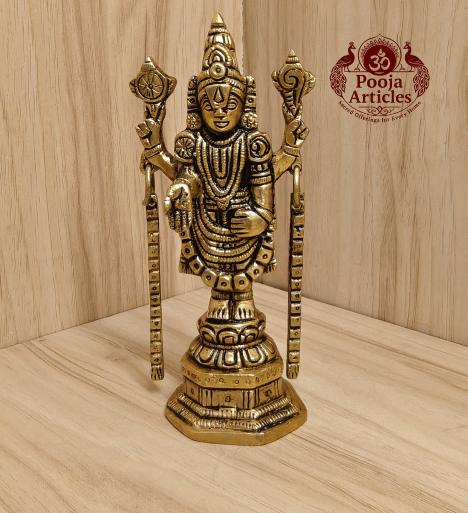 Buy Brass Tirupati Balaji Idol Online – 5.8 inch, 470g Venkateshwar Statue for Home Temple & Pooja