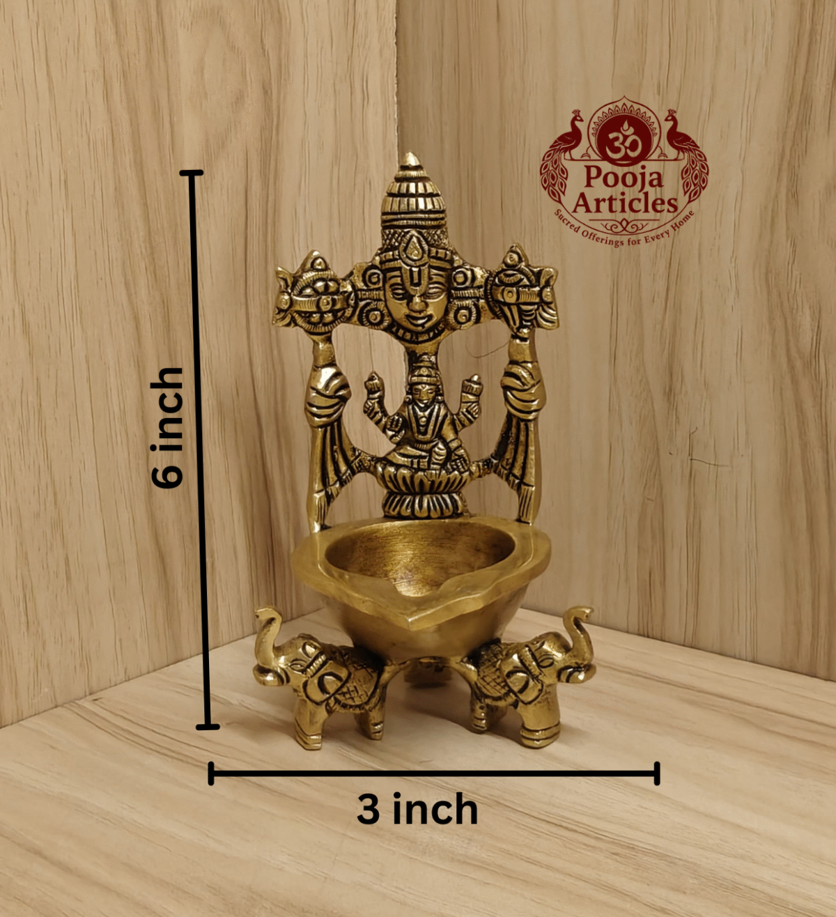 Buy Brass Tirupati Balaji Laxmi Diya Online –600g, 6" Handcrafted Divine Lamp for Pooja