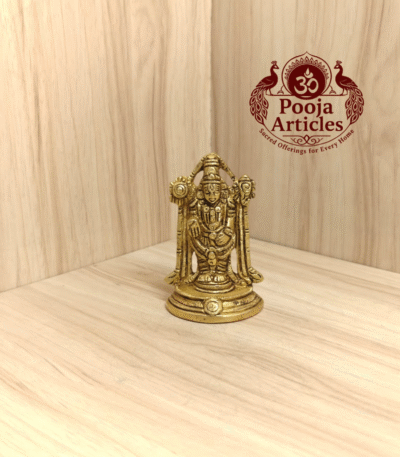 Buy Brass Tirupati Balaji Lord Venkateswara Statue Online – Handcrafted 3.9inch, 370g Idol for Home Temple & Daily Worship