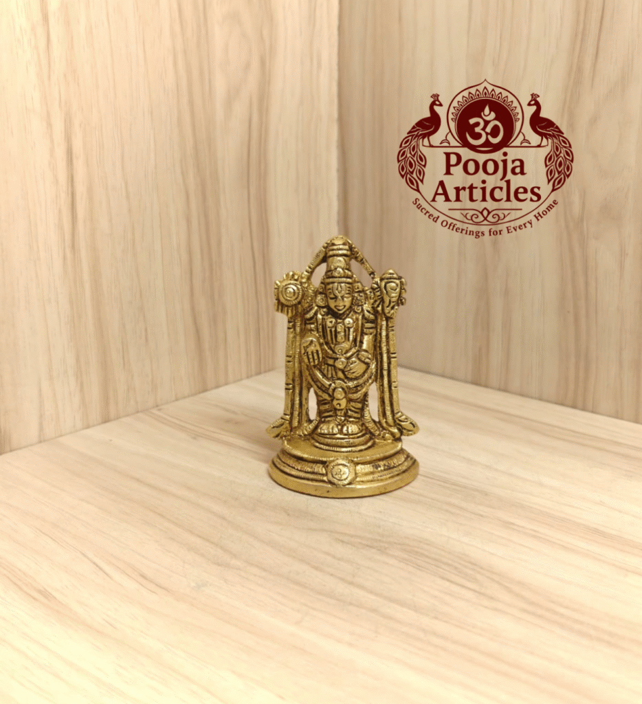 Buy Brass Tirupati Balaji Lord Venkateswara Statue Online – Handcrafted 3.9inch, 370g Idol for Home Temple & Daily Worship