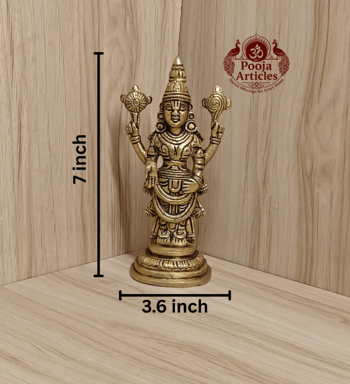 Buy Brass Tirupati Balaji Perumal Idol Online – 7 inch, 850g Handcrafted Venkateswara Statue for Pooja, Temple & Wealth Blessings
