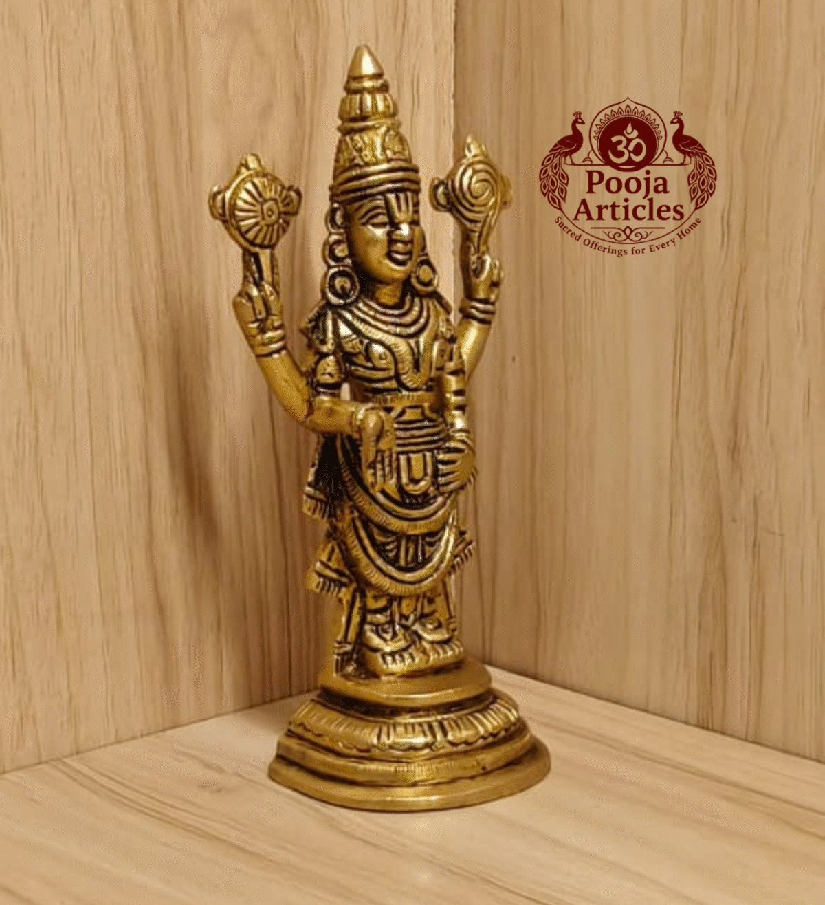 Buy Brass Tirupati Balaji Perumal Idol Online – 7 inch, 850g Handcrafted Venkateswara Statue for Pooja, Temple & Wealth Blessings