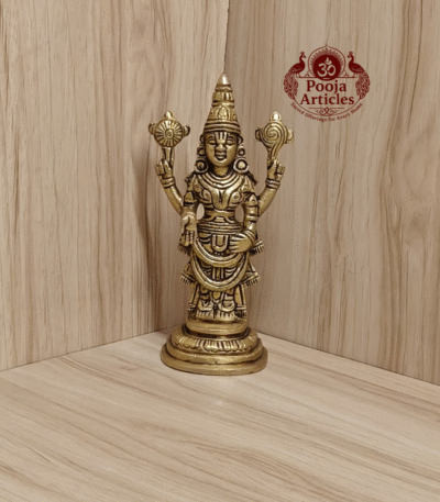 Buy Brass Tirupati Balaji Perumal Idol Online – 7 inch, 850g Handcrafted Venkateswara Statue for Pooja, Temple & Wealth Blessings