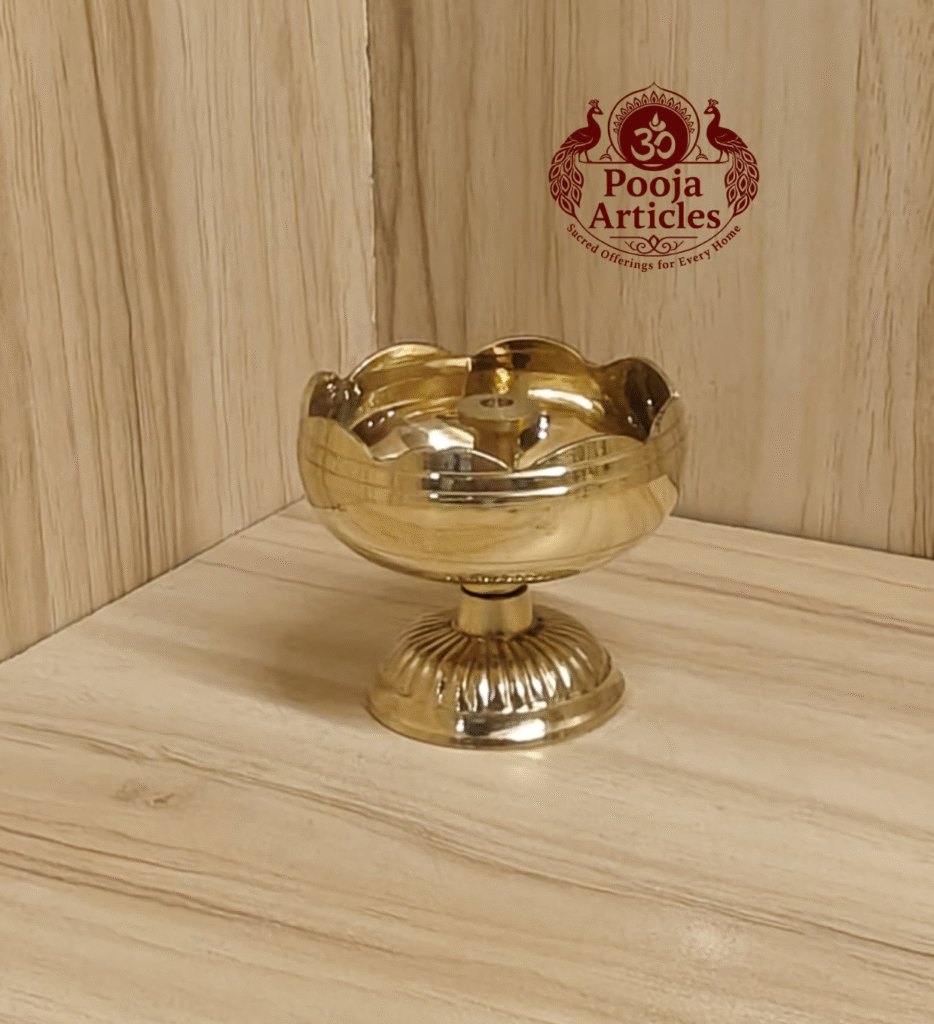 Buy Brass Tomato Diya – 70 g, 1.7″ Powerful Festival Round Vilakku For Pooja Use & Home