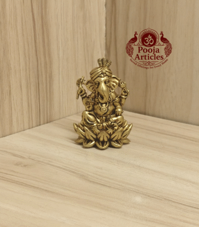 Buy Brass Turban Ganesha Statue – 70g, 1.9" Handcrafted Lord Ganesha Idol For Home & Pooja Use