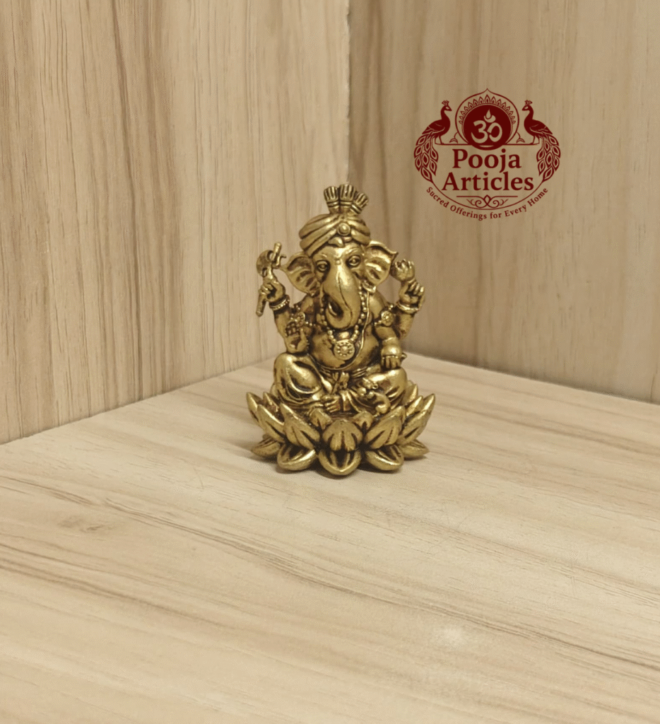 Buy Brass Turban Ganesha Statue – 70g, 1.9" Handcrafted Lord Ganesha Idol For Home & Pooja Use