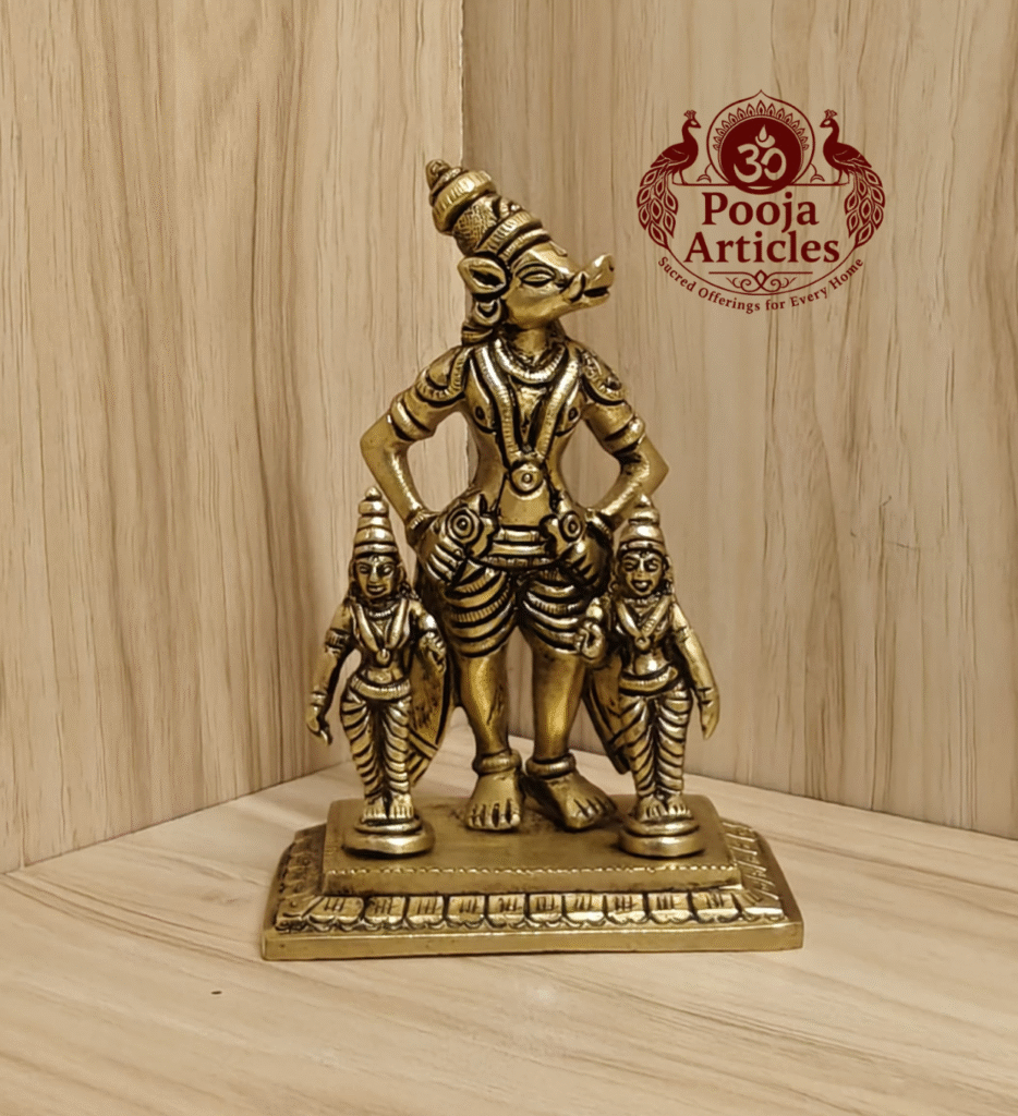 Buy Brass Varaha Lakshmi Idol – 650g, 5.4" Handcrafted Vishnu’s Boar Avatar Statue For Home Use & Return Gifts