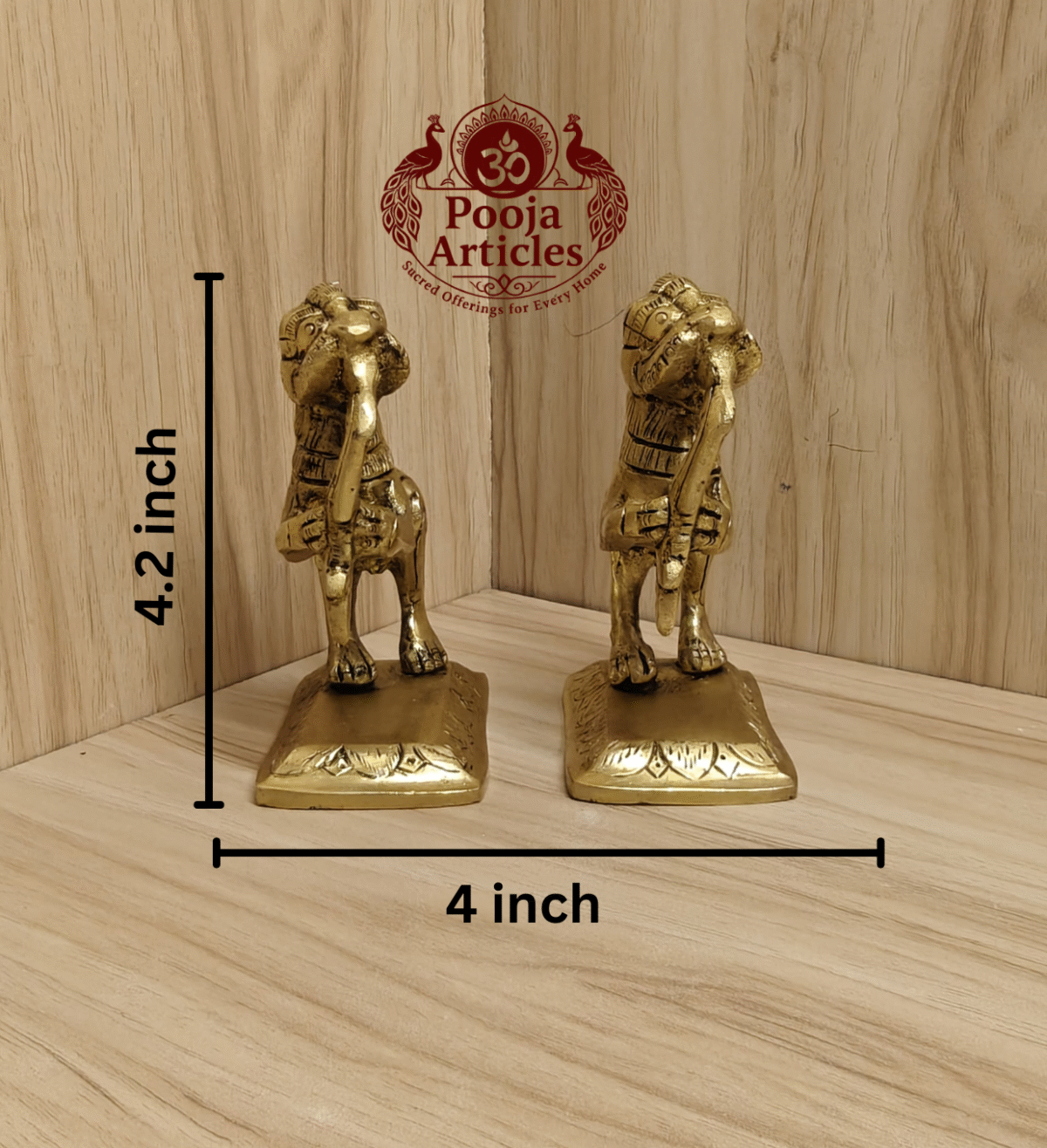 Buy Brass Yali Set Of 2 – 1.120kg, 4.2" Traditional Brass Yali Idol for Home & Pooja
