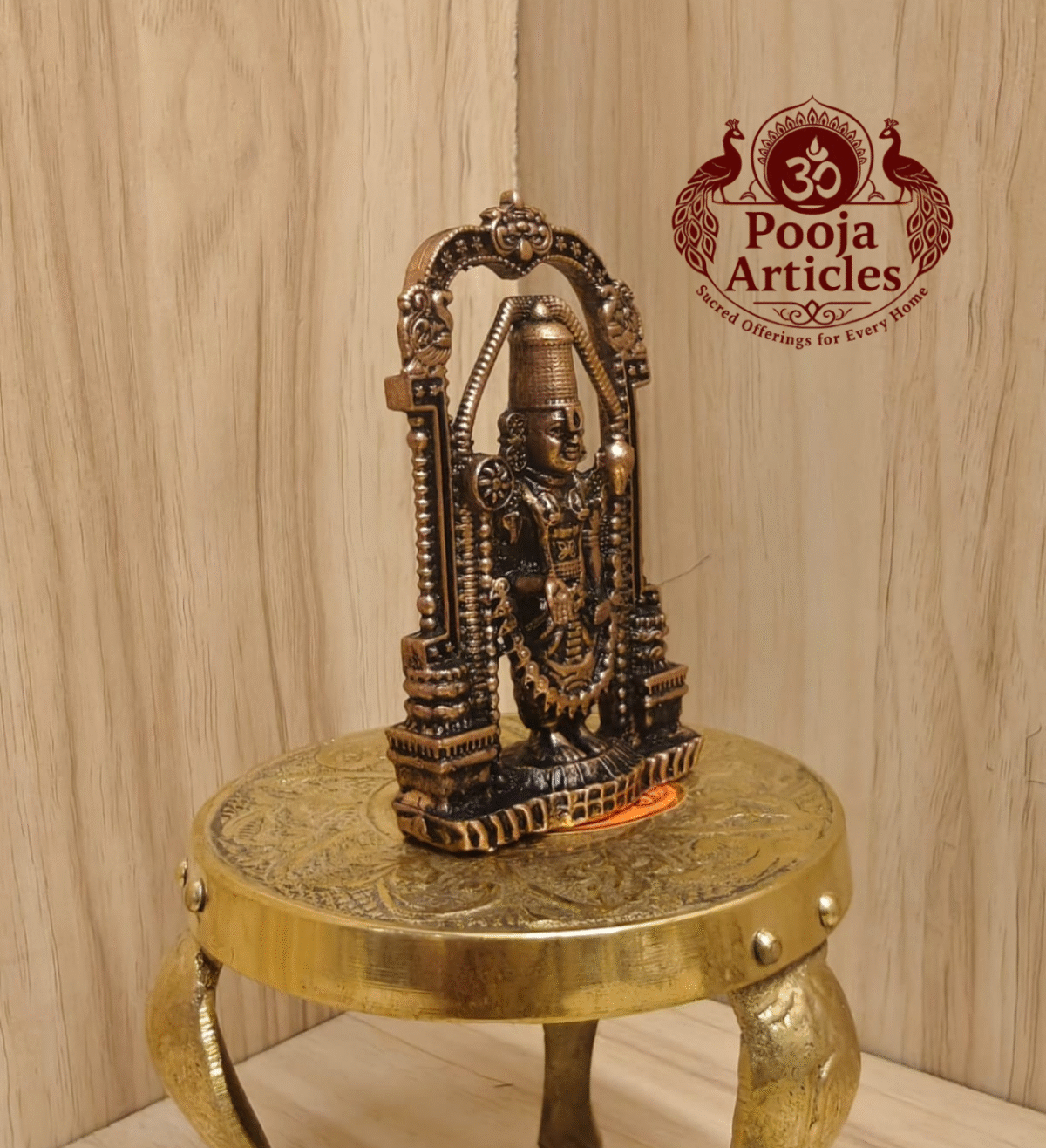 Buy Copper Balaji Idol – Lord Tirupati Balaji 110 g, 3″ Pure Copper Venkateswara Idol