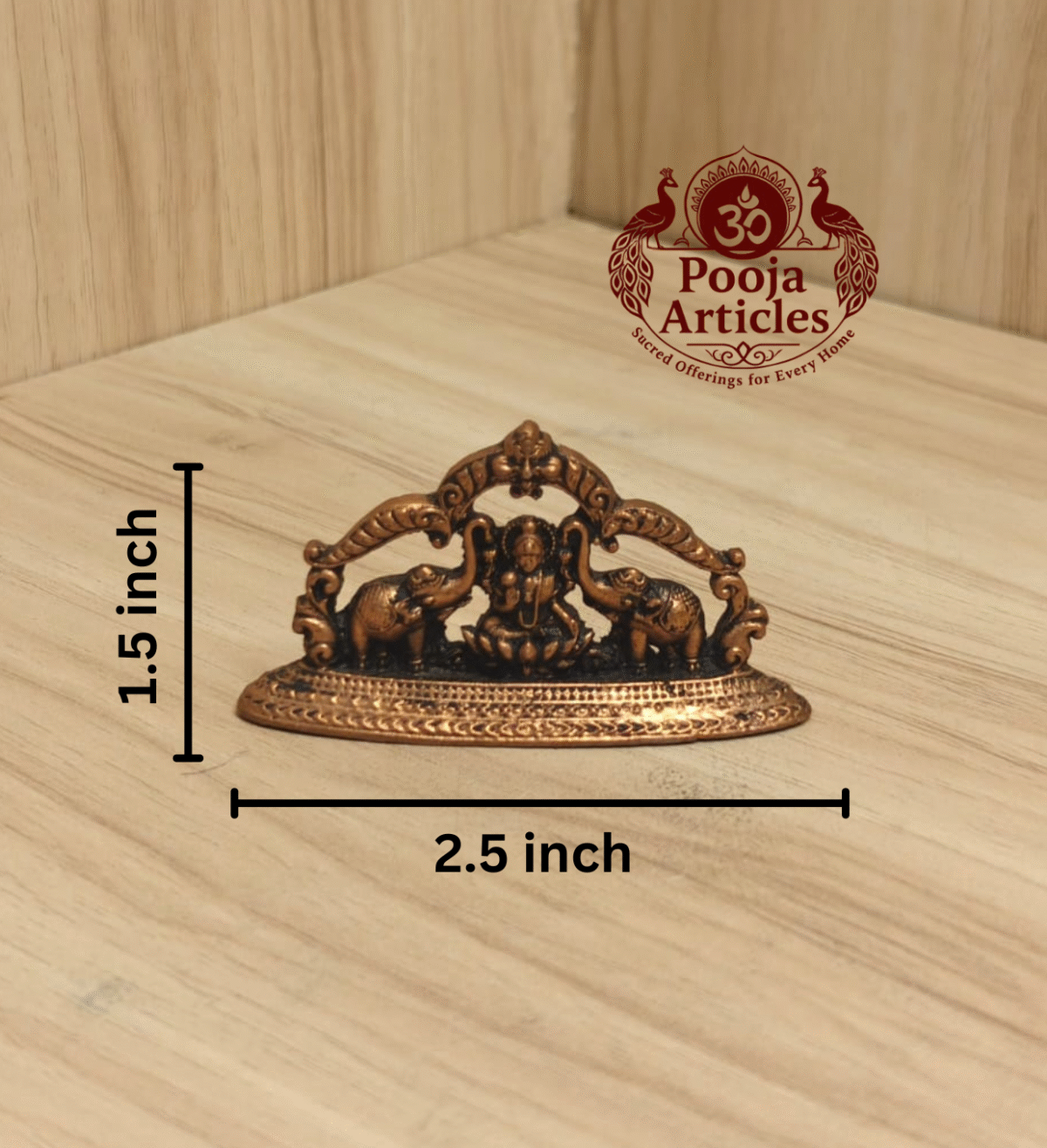 Buy Copper Gaja Lakshmi Idol Online – Pure Copper Lakshmi Idol for Wealth & Blessings (50g, 1.5 inch)