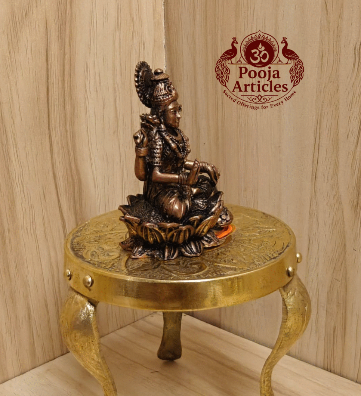 Buy Copper Lakshmi Idol Sitting on Lotus with Coin Pot Online 2.4" – Divine Prosperity for Home & Office