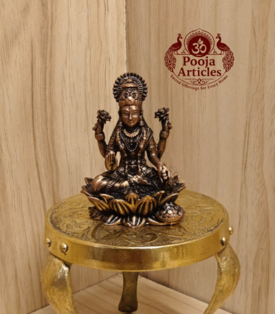 Buy Copper Lakshmi Idol Sitting on Lotus with Coin Pot Online 2.4" – Divine Prosperity for Home & Office
