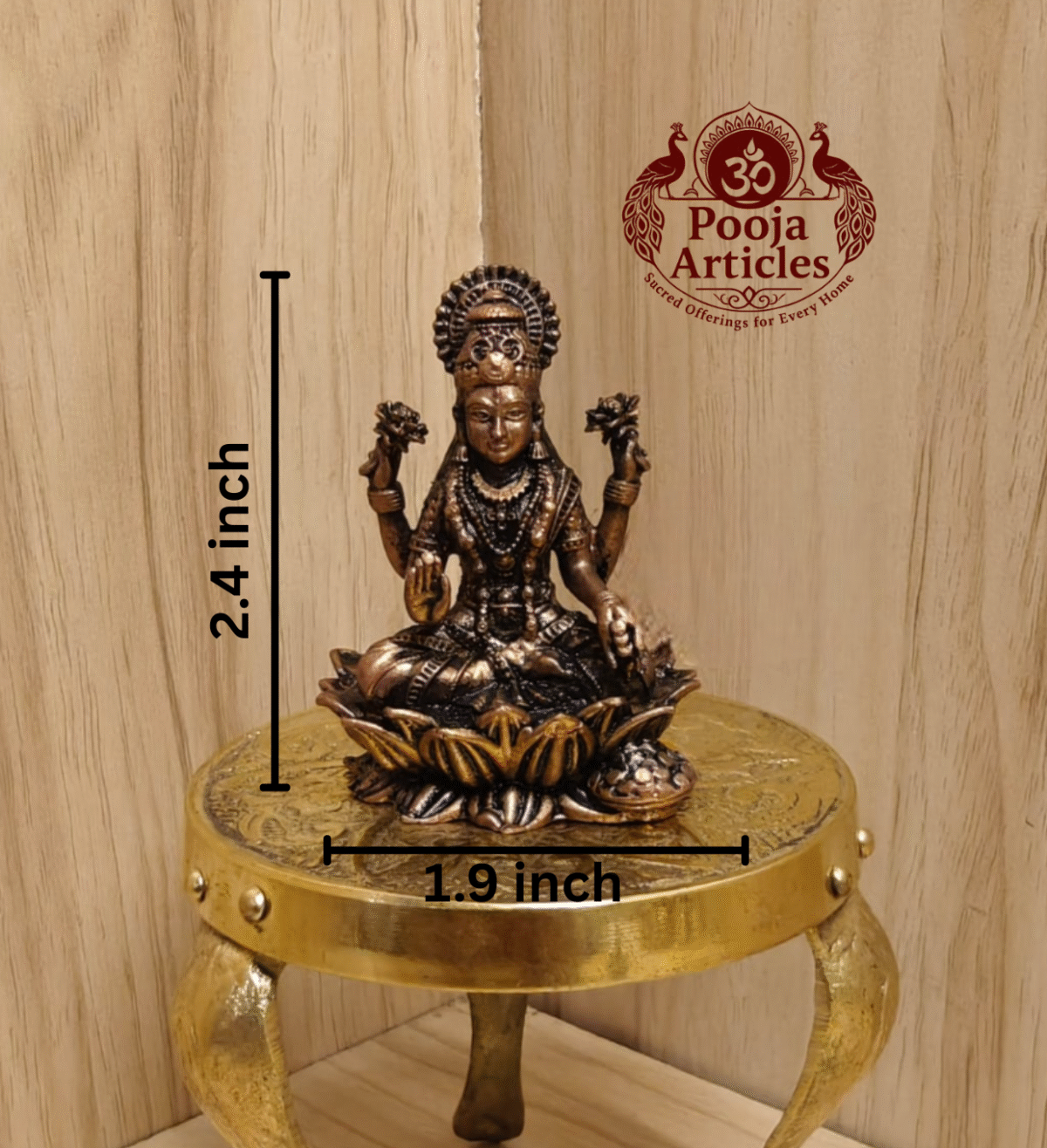 Buy Copper Lakshmi Idol Sitting on Lotus with Coin Pot Online 2.4" – Divine Prosperity for Home & Office