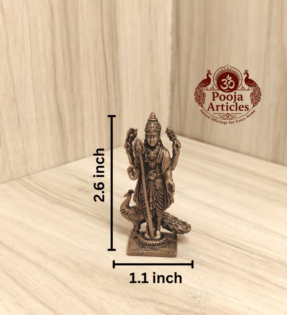 Buy Copper Murugan Statue Online – 60g, 2.6 inch | Handcrafted Divine Elegance for Home & Pooja