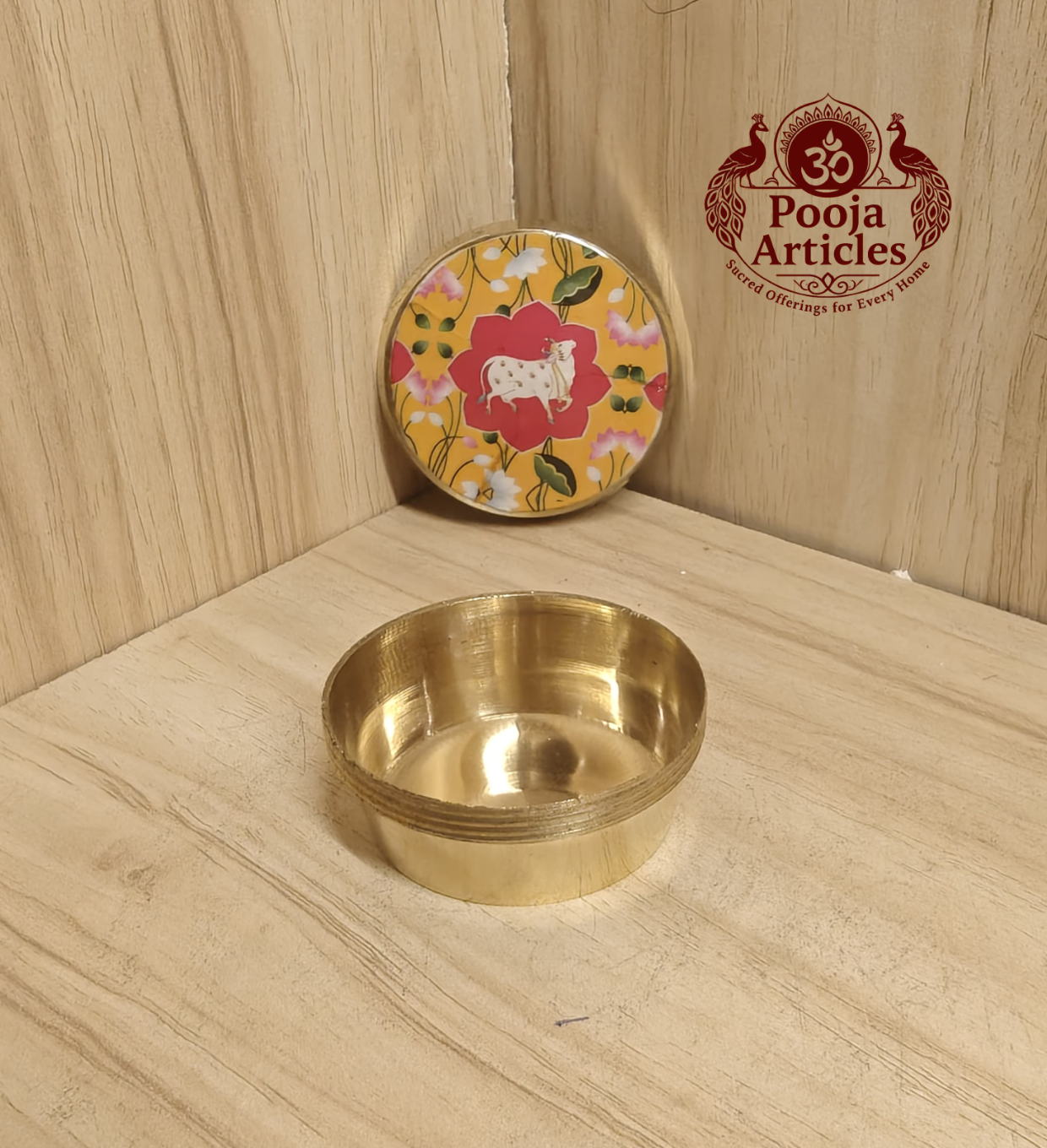 Buy cow meena design Sindoor Dibbi Online – 40 g, 2" Pure Brass Kumkum Box for Pooja Buy cow meena design Sindoor Dibbi Online – 40 g, 2" Pure Brass Kumkum Box for Pooja
