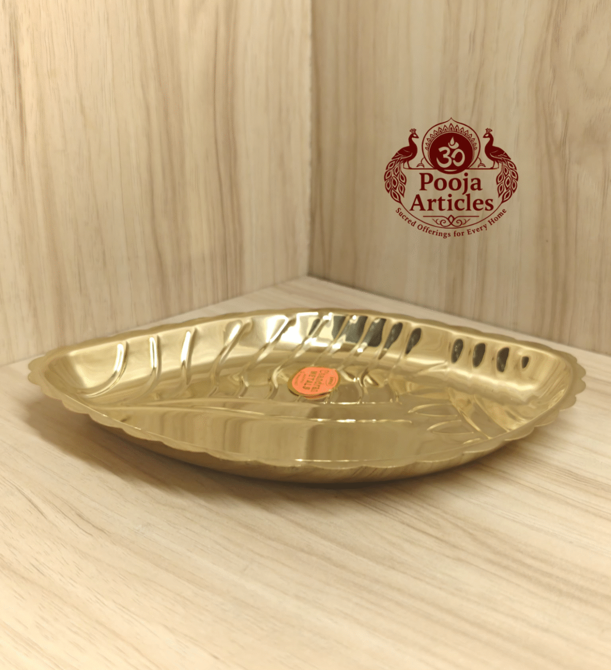 Buy Divine Brass Shanku Plate Online – 75g, 8 inch Sacred Brass Shankh Plate Design for Pooja & Temple Use