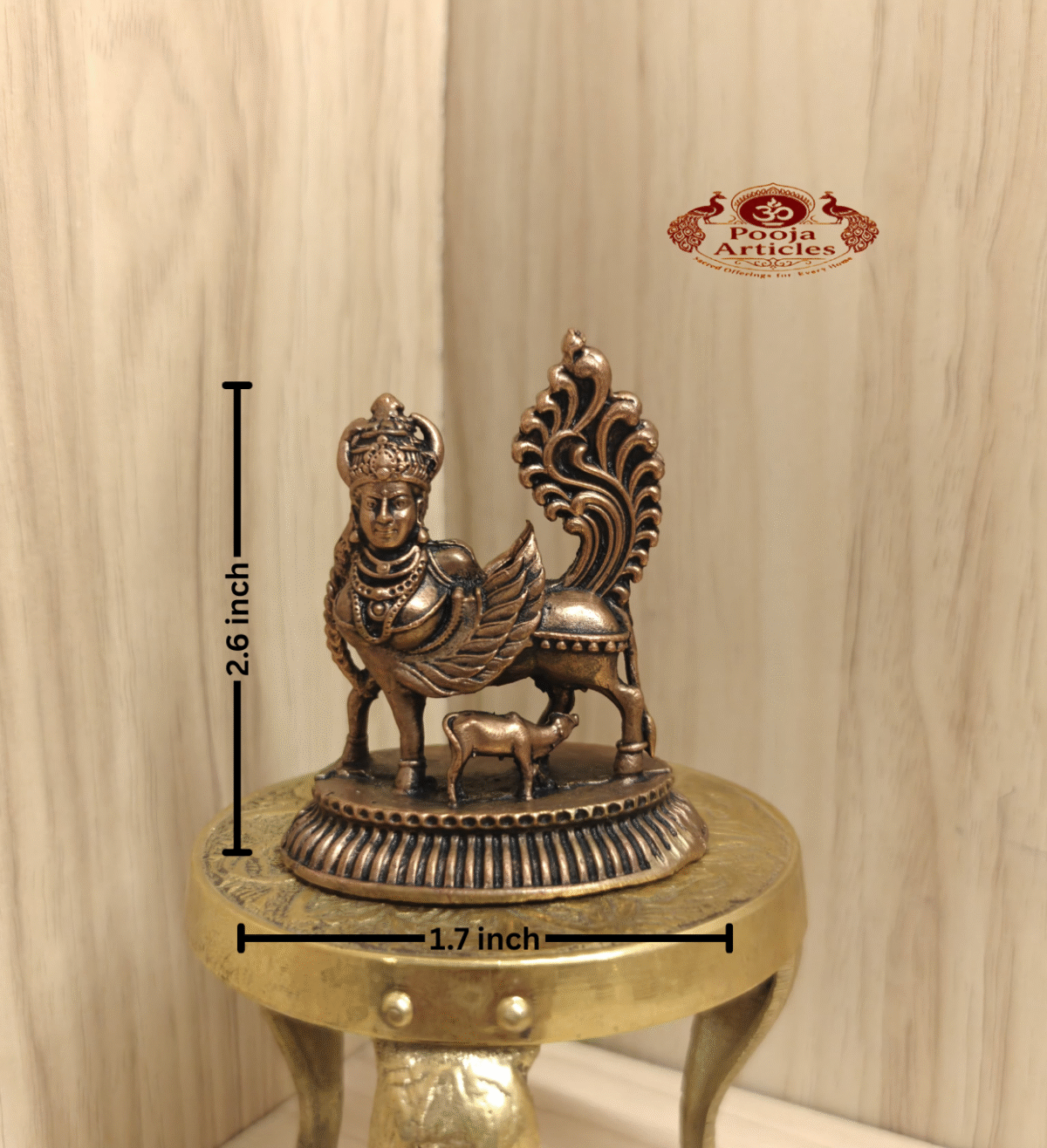 Buy Kamadhenu with Calf Copper Statue – 130g, 2.5 Inch Handcrafted Divine Cow Idol