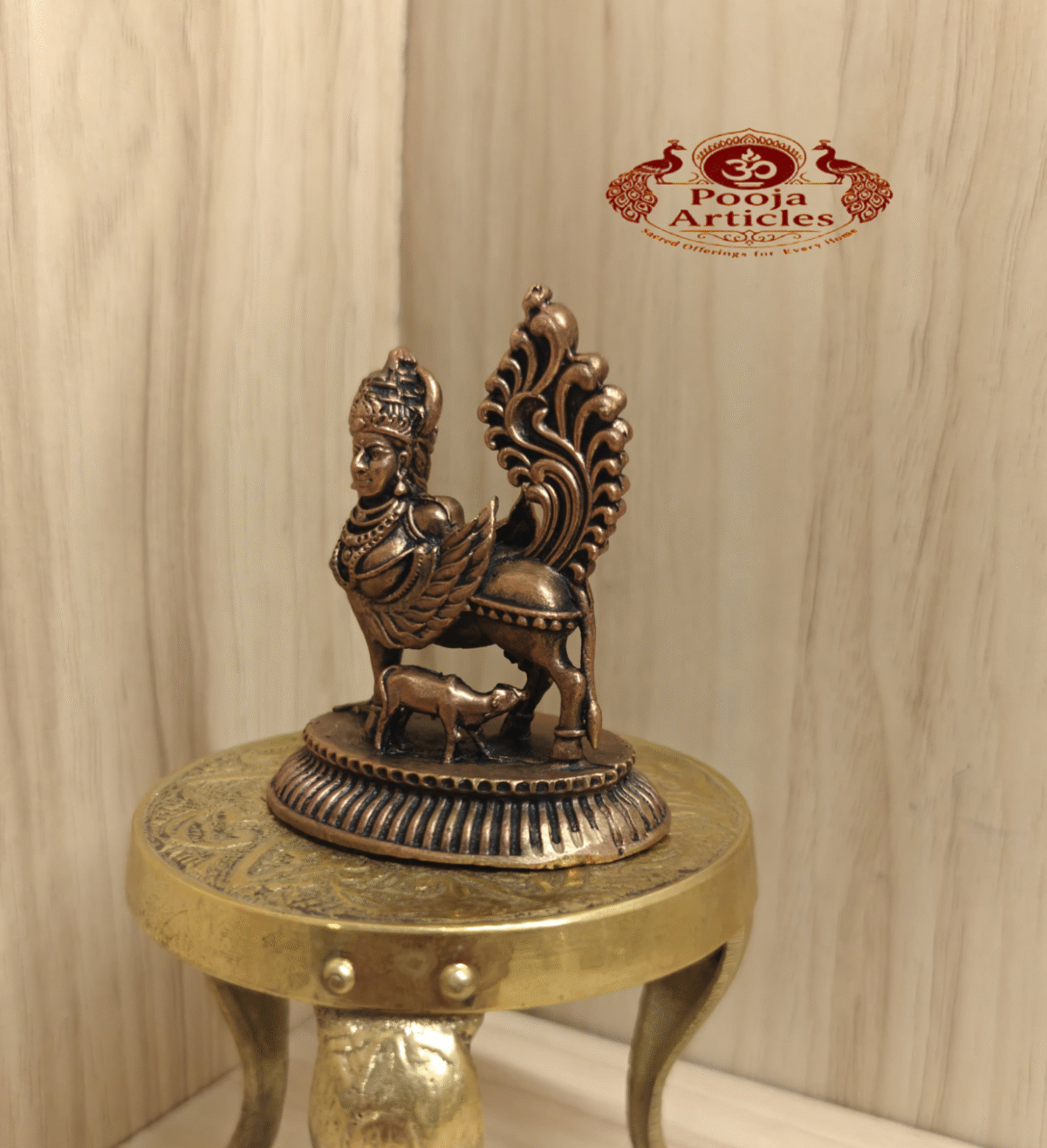 Buy Kamadhenu with Calf Copper Statue – 130g, 2.5 Inch Handcrafted Divine Cow Idol