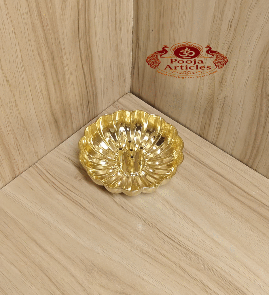 Buy Lotus Brass Agarbatti Stand Holder Size 1 – 40g, 3.9″ Handmade Pure Brass Incense Storage