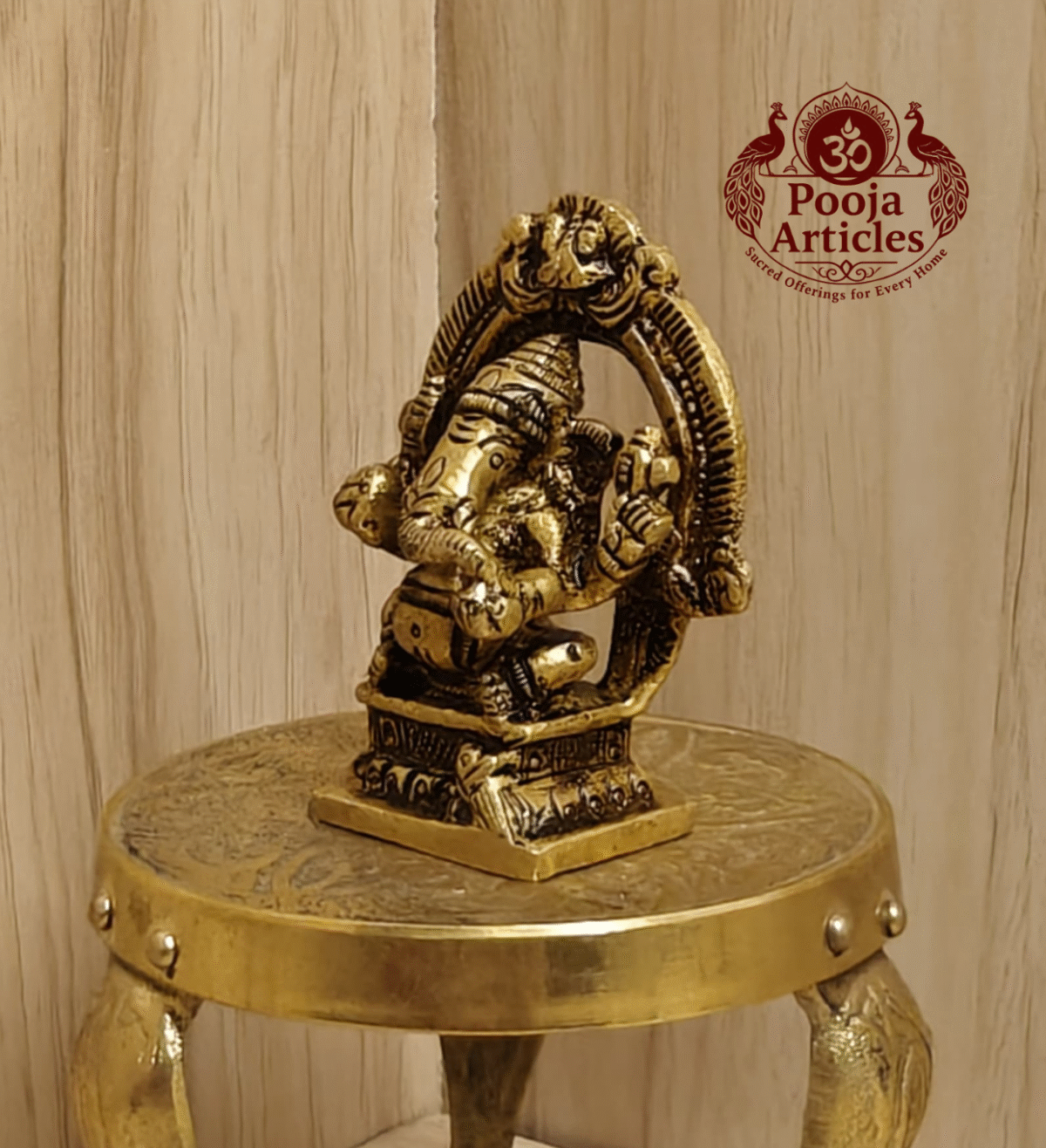 Buy Mini Ganesha Brass Idol With Arch 110g, 2.4"– Handcrafted Ganesha Idol For Car Dashboard