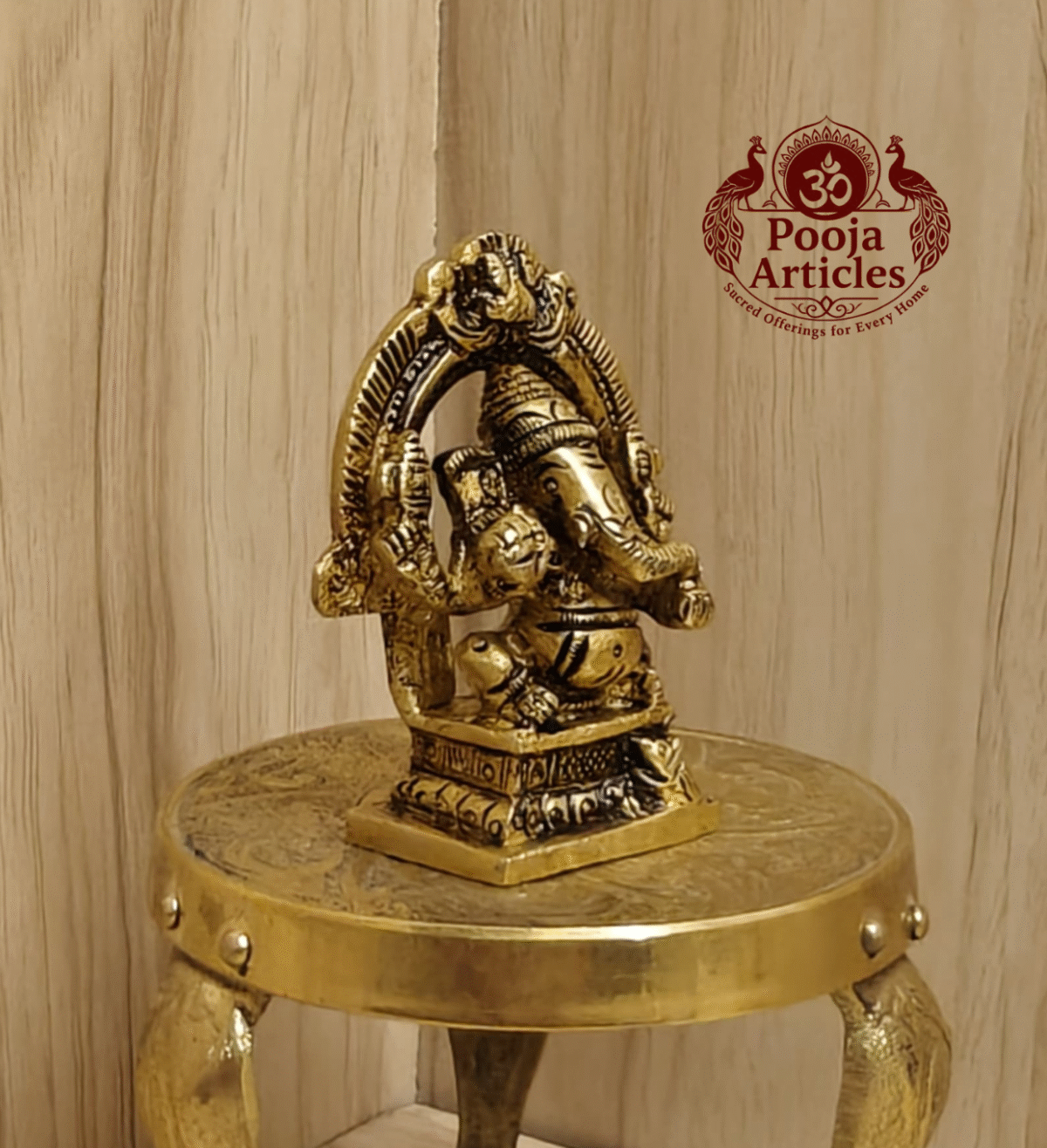 Buy Mini Ganesha Brass Idol With Arch 110g, 2.4"– Handcrafted Ganesha Idol For Car Dashboard