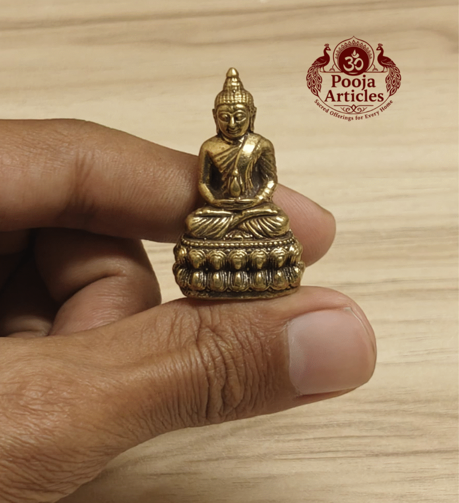 Buy Miniature Brass Buddha Statue – 30 g, 1.5″ Handcrafted Spiritual Idol For Gifts & Pooja Use