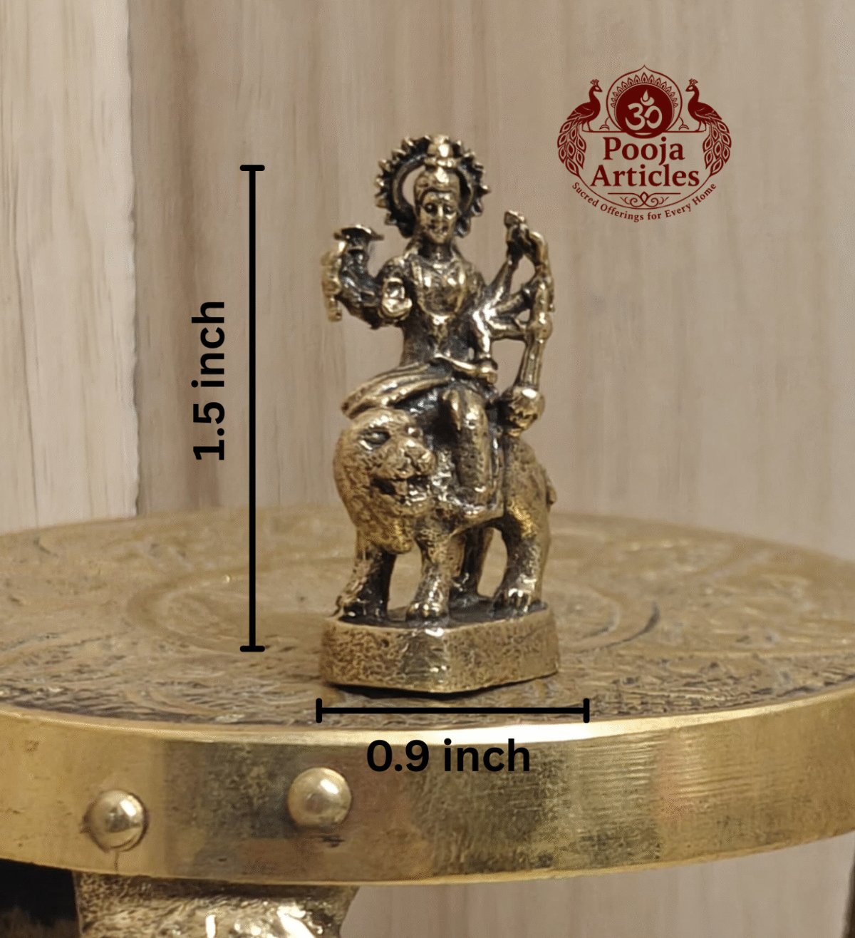 Buy Miniature Brass Durga Devi Statue – 15g, 1.5″ Handcrafted Divine Goddess Idol For Gifts & Puja