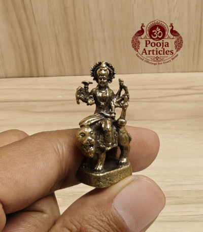 Buy Miniature Brass Durga Devi Statue – 15g, 1.5″ Handcrafted Divine Goddess Idol For Gifts & Puja